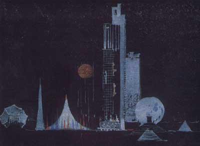 Эскиз комплекса зданий Организации Объединённых Наций, 1947-1948 гг. Иван Леонидов.